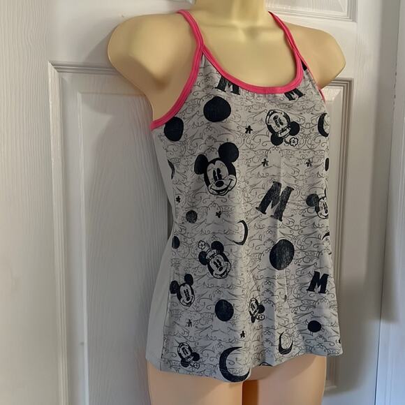 Disney Parks S Gray Mickey Print Tank Top NWT Strappy Summer Knit - Picture 2 of 8